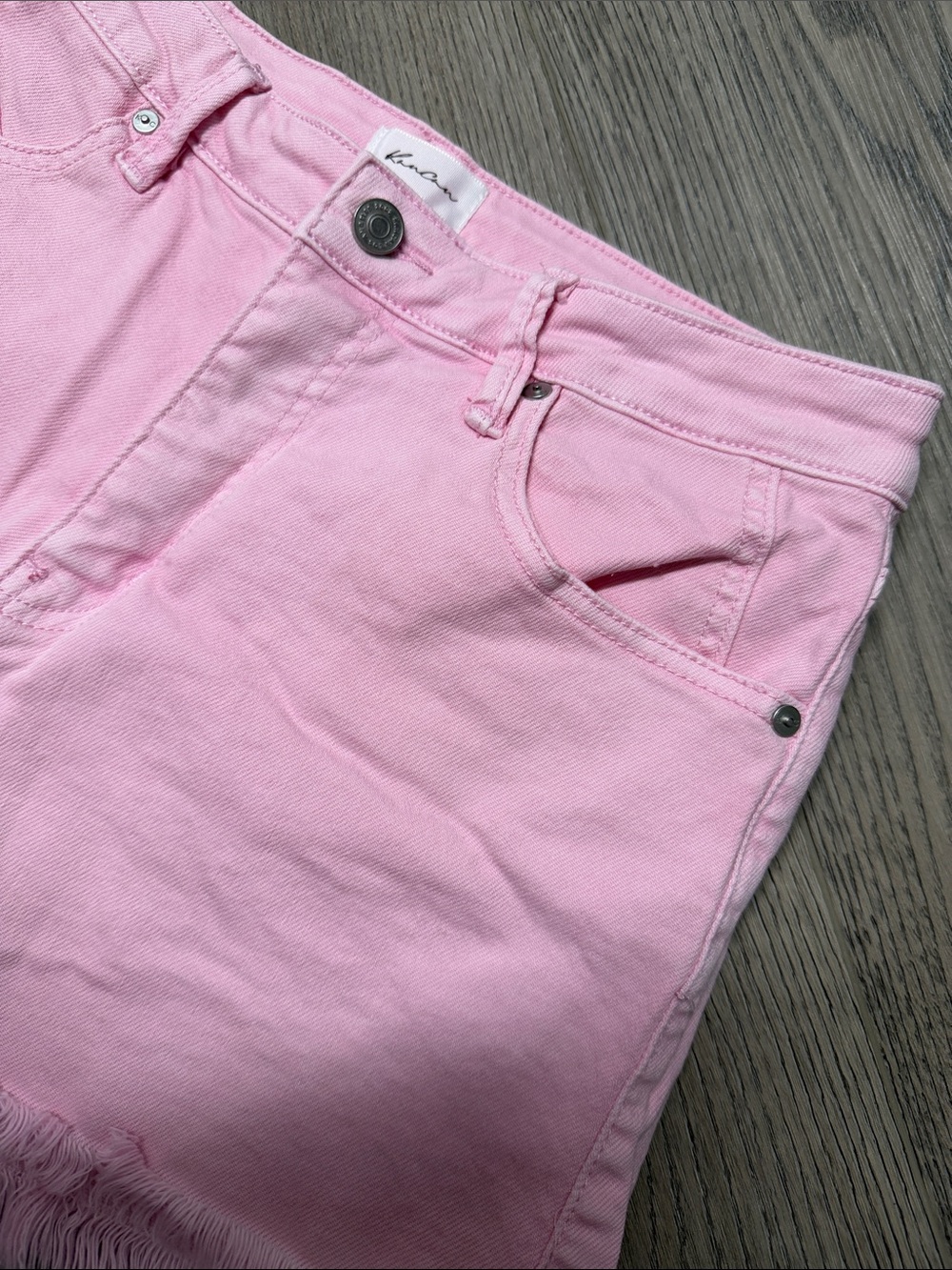 KanCan Light Pink Frayed Hem Denim Shorts - Picture 7 of 12